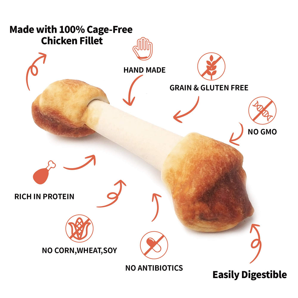 LuvChew rawhide-free chews shown in closeup highlighting grain-free safe chewing.