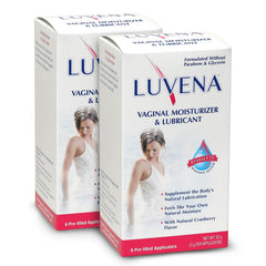 LUVENA Vaginal Moisturizer 2-pack box front for on-the-go hydration.