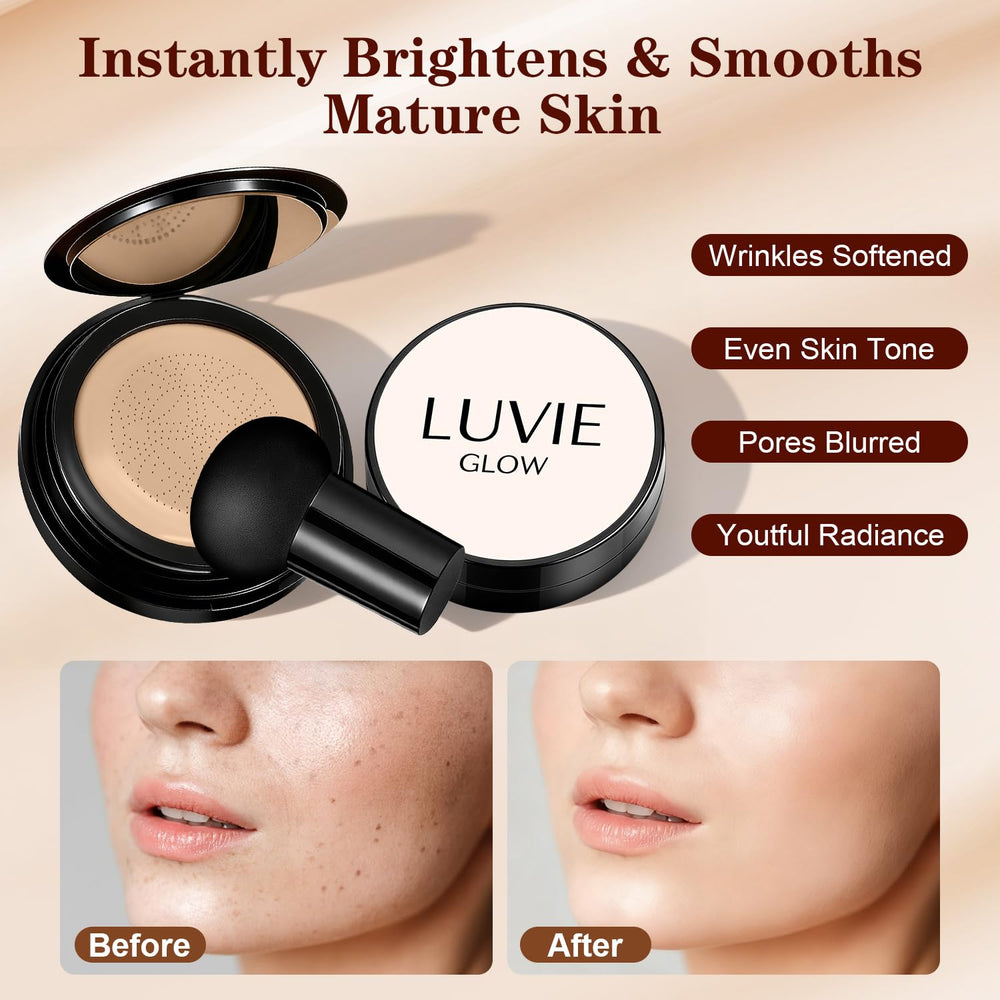 Luvie Glow Foundation swatch-warm on skin showing buildable coverage.