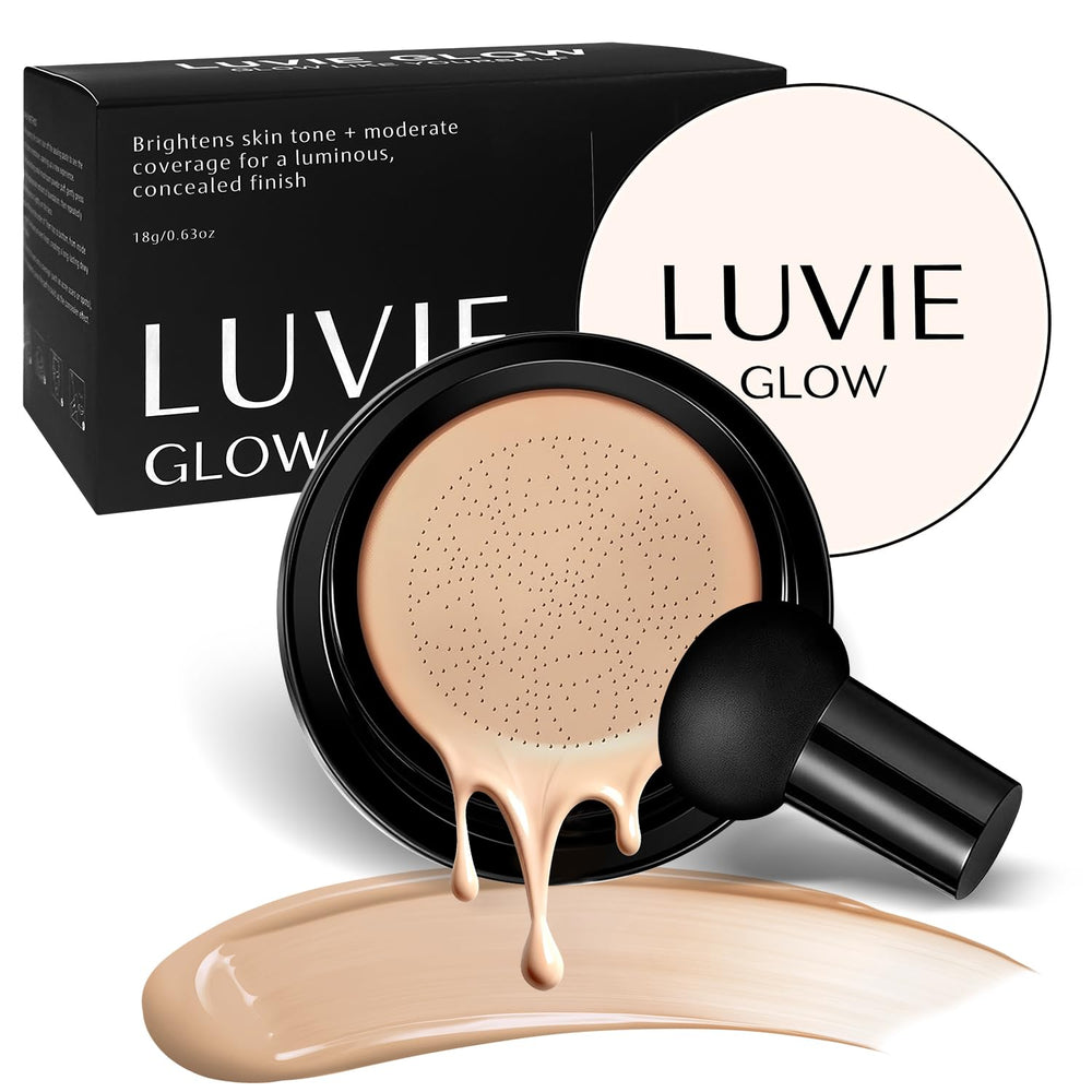 Luvie Glow Foundation bottle closed in a warm shade for natural, even skin tone.