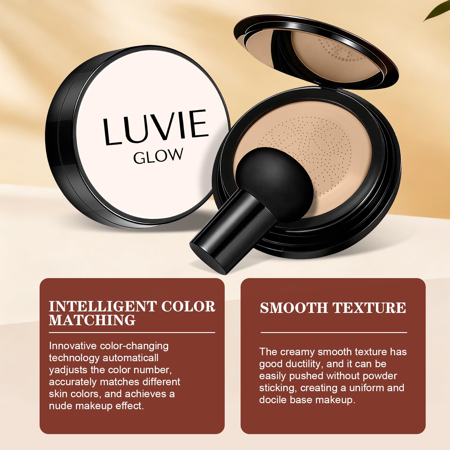 Luvie Glow Foundation luxe-finish on skin providing hydrated, natural glow.