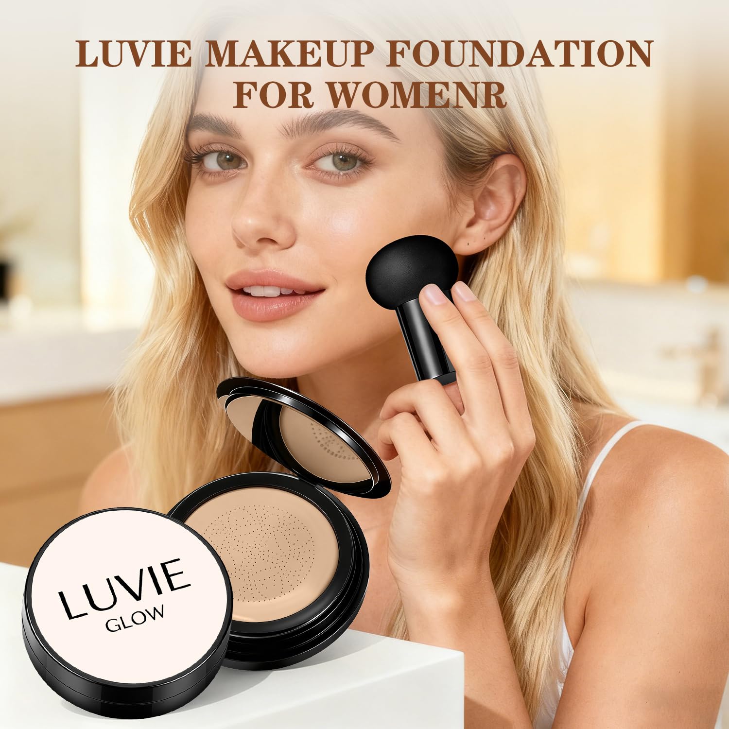 Luvie Glow Foundation closeup-texture reveals smooth, non-cakey finish.