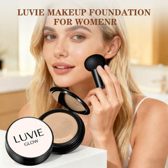 Luvie Glow Foundation closeup-texture reveals smooth, non-cakey finish.
