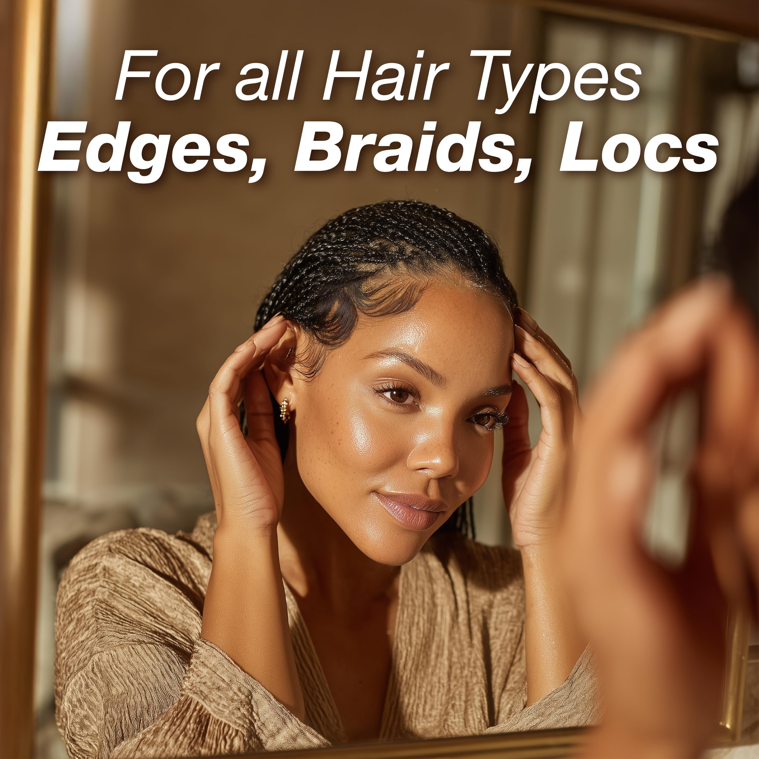 Lux Collection Edge Control Gel features 24K radiance minerals for premium shine.