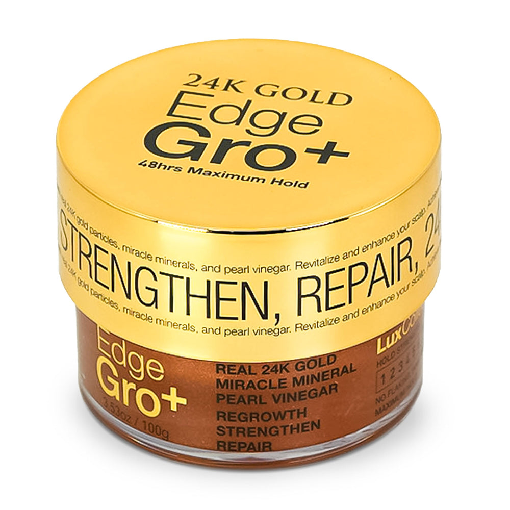 Lux Collection Edge Control Gel delivers a strong 48-hour hold for 4C hair.