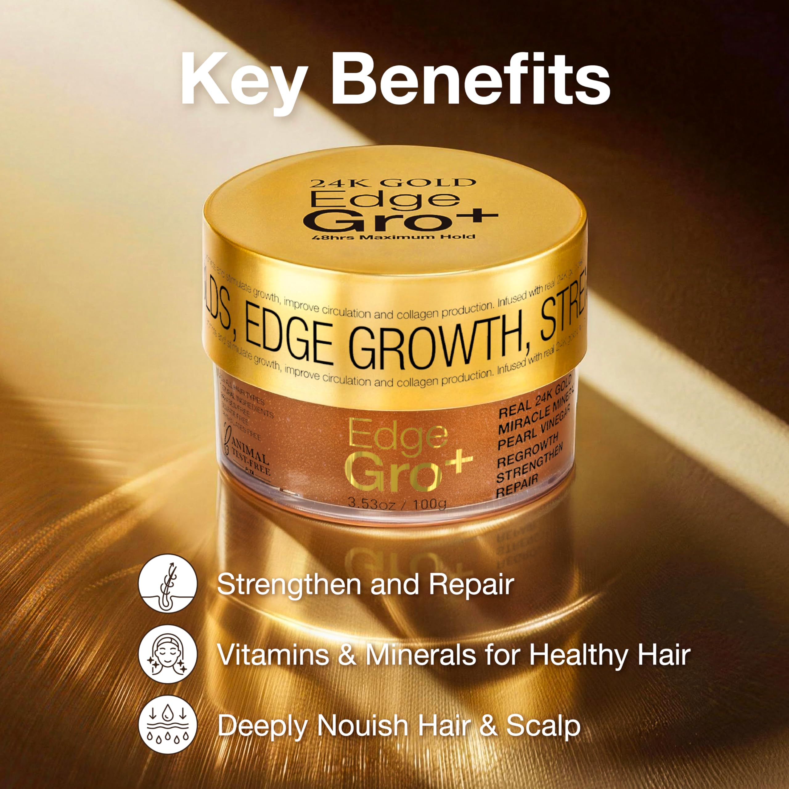 Lux Collection Edge Control Gel with castor oil and biotin nourishes while shaping.