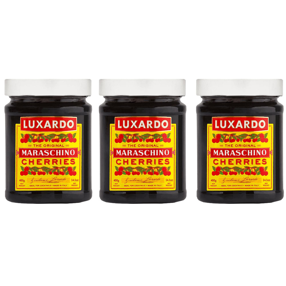 Luxardo Gourmet Cherries jar closeup for rich cocktails and desserts