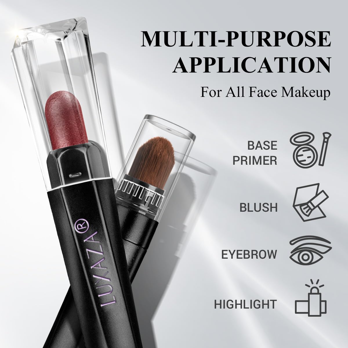 LUXAZA six-piece set packaging display showing sleek, portable design