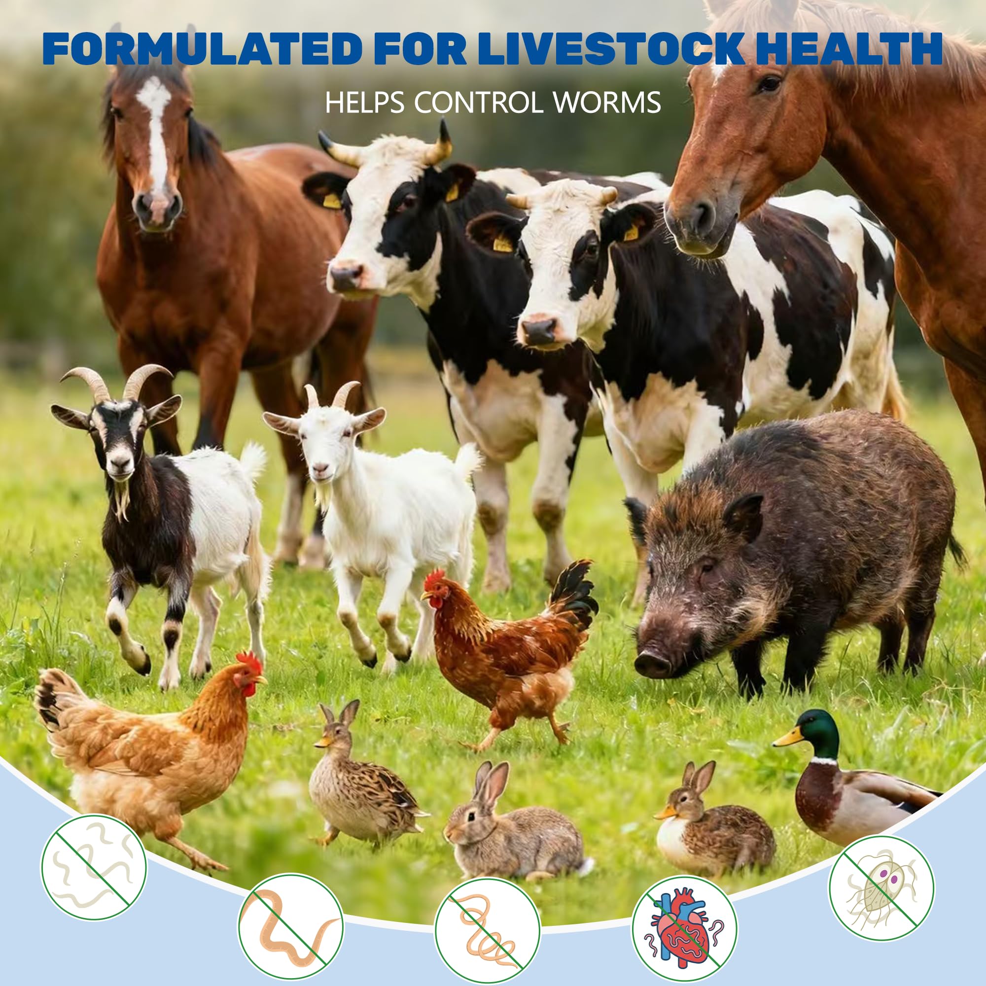 Luxekem dewormer bottle with measuring marks enables precise weight-based dosing.