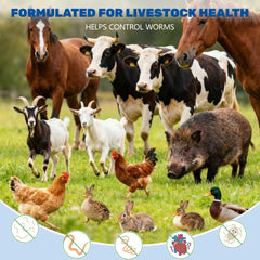 Luxekem dewormer bottle with measuring marks enables precise weight-based dosing.