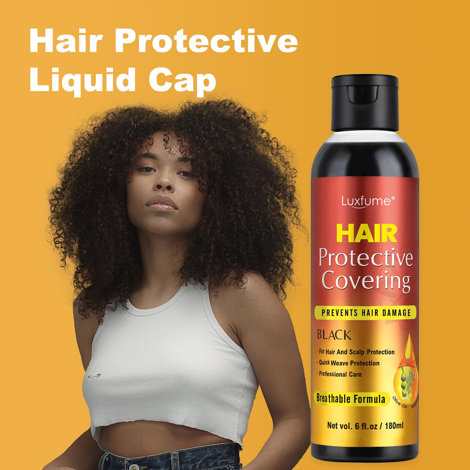 Luxfume Shield product on a styling station, ready to protect hair and scalp during adhesion.