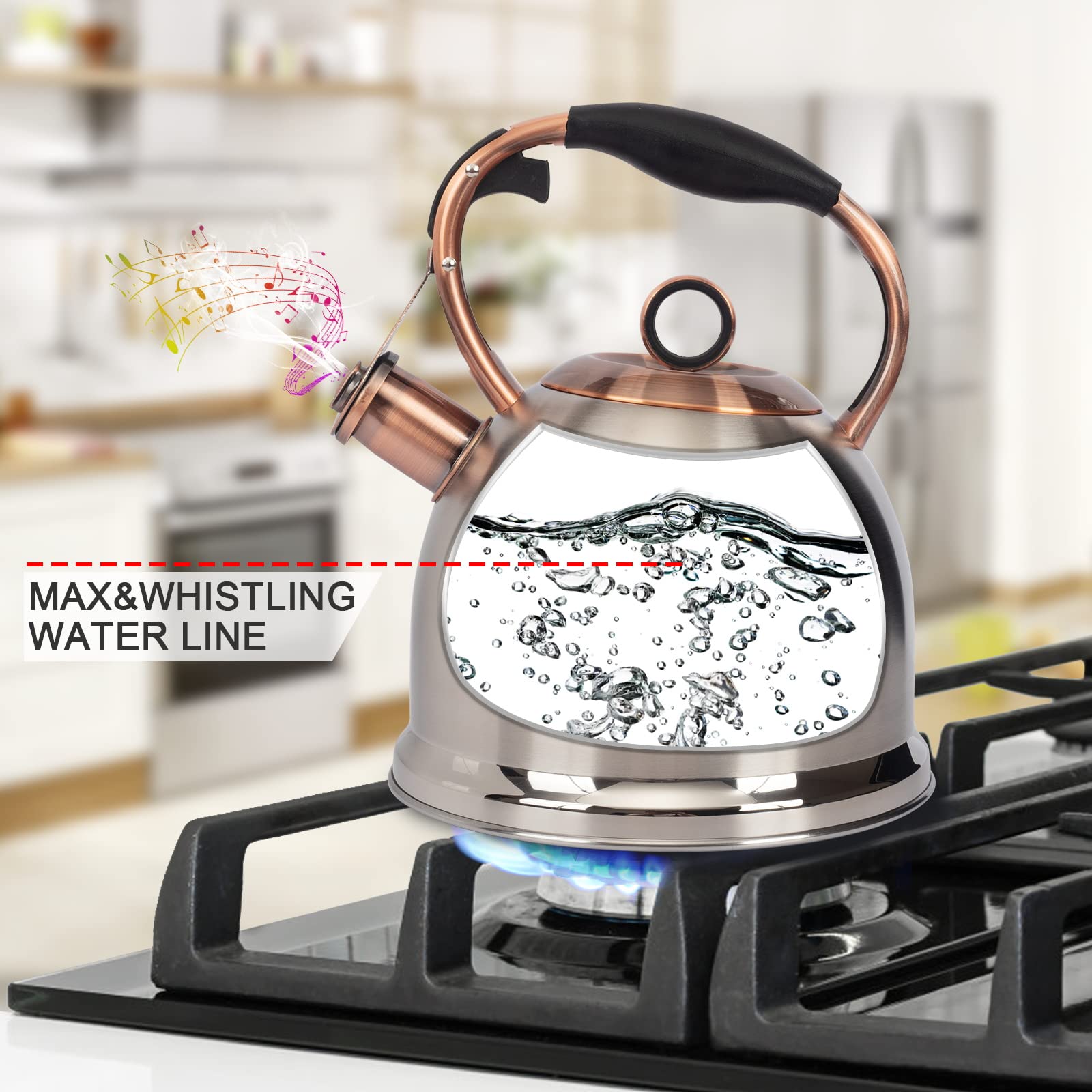 LuxGrace tea kettle pour easily with wide spout for controlled streams.