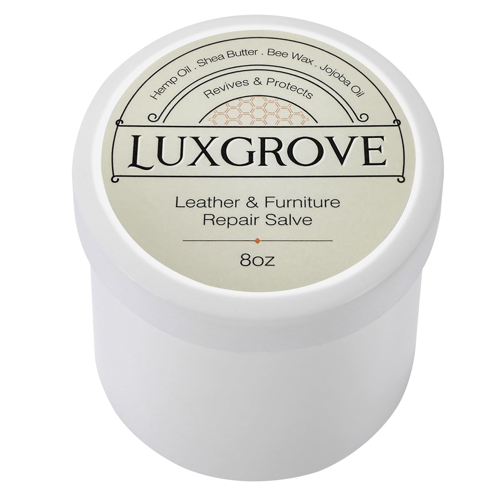 LUXGROVE Leather Salve bottle pour restores surface and revives aged leather