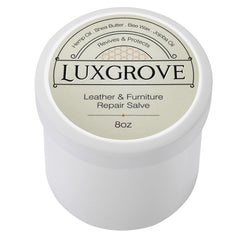 LUXGROVE Leather Salve bottle pour restores surface and revives aged leather