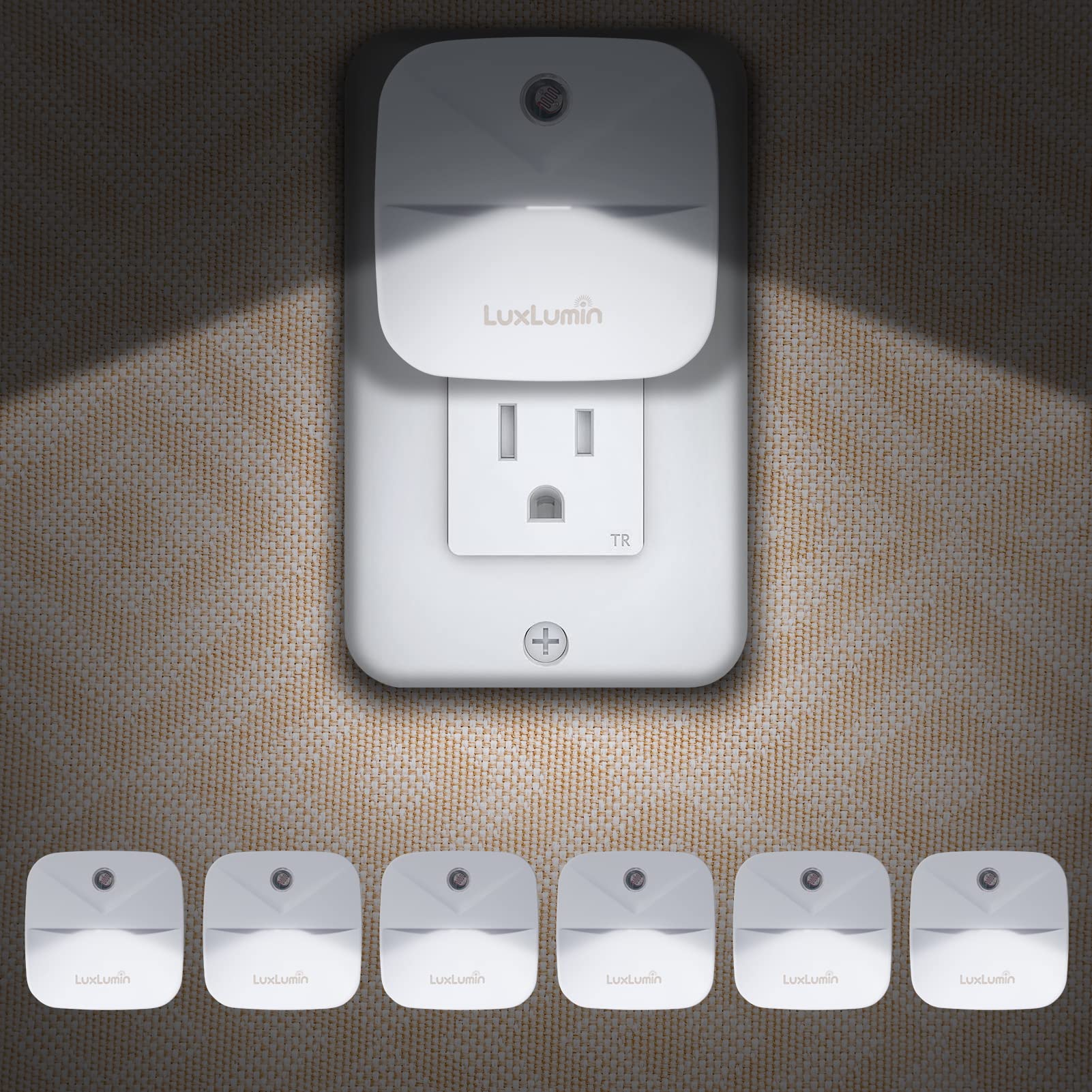 LuxLumin LED night light with dusk-dawn sensor for hands-free doorway lighting.