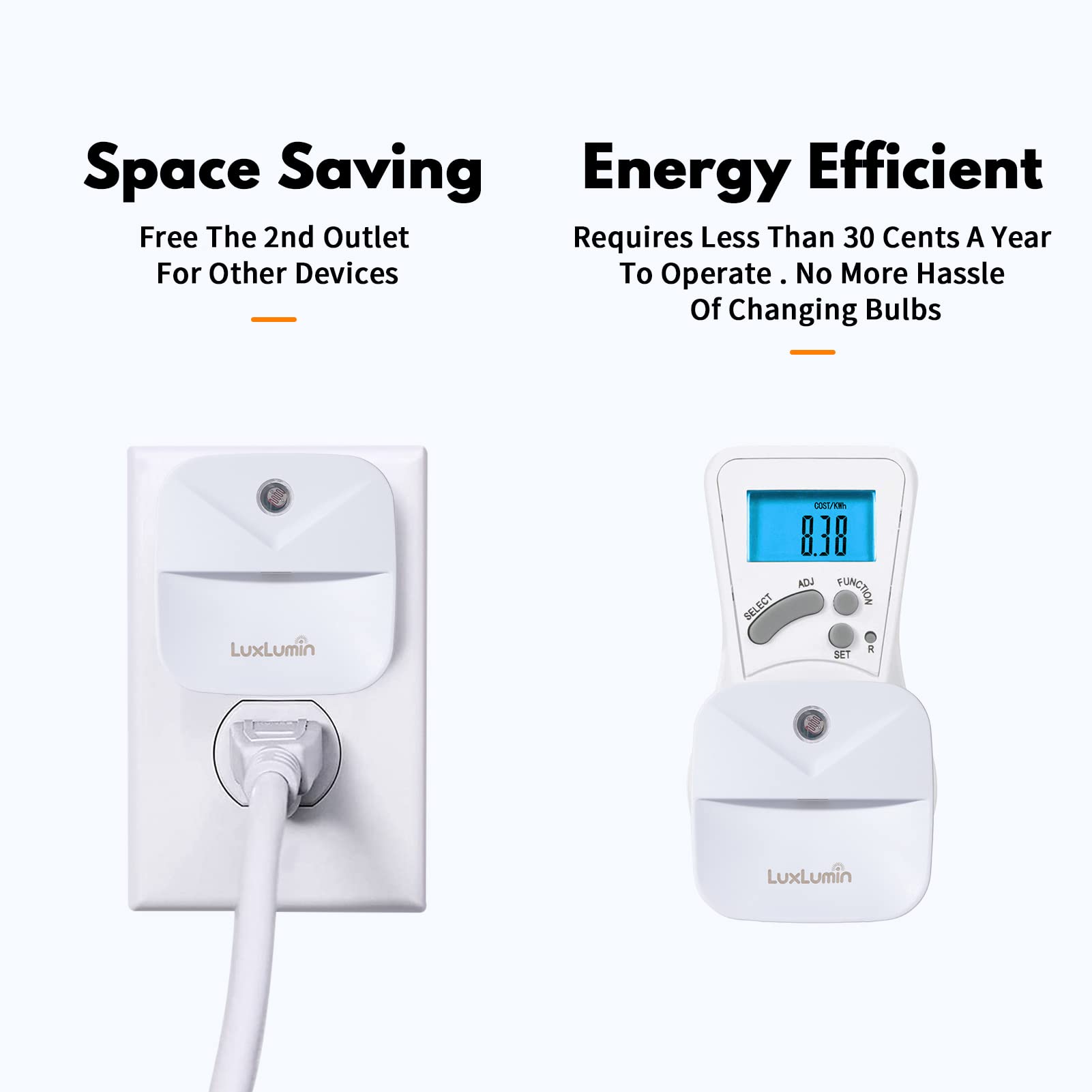 LuxLumin six-pack night lights cover multiple spaces with consistent glow.