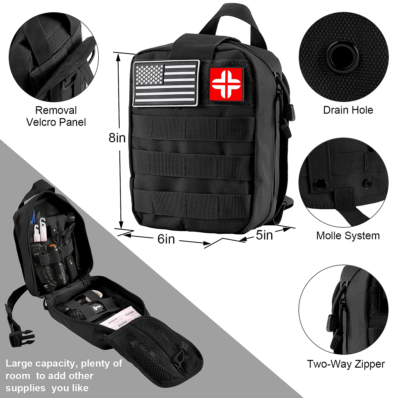LUXMOM compact 600D nylon bag with organized compartments for 142 pieces.