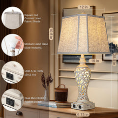LuxSight bedside lamps with fabric shade offer soft, even illumination for reading.