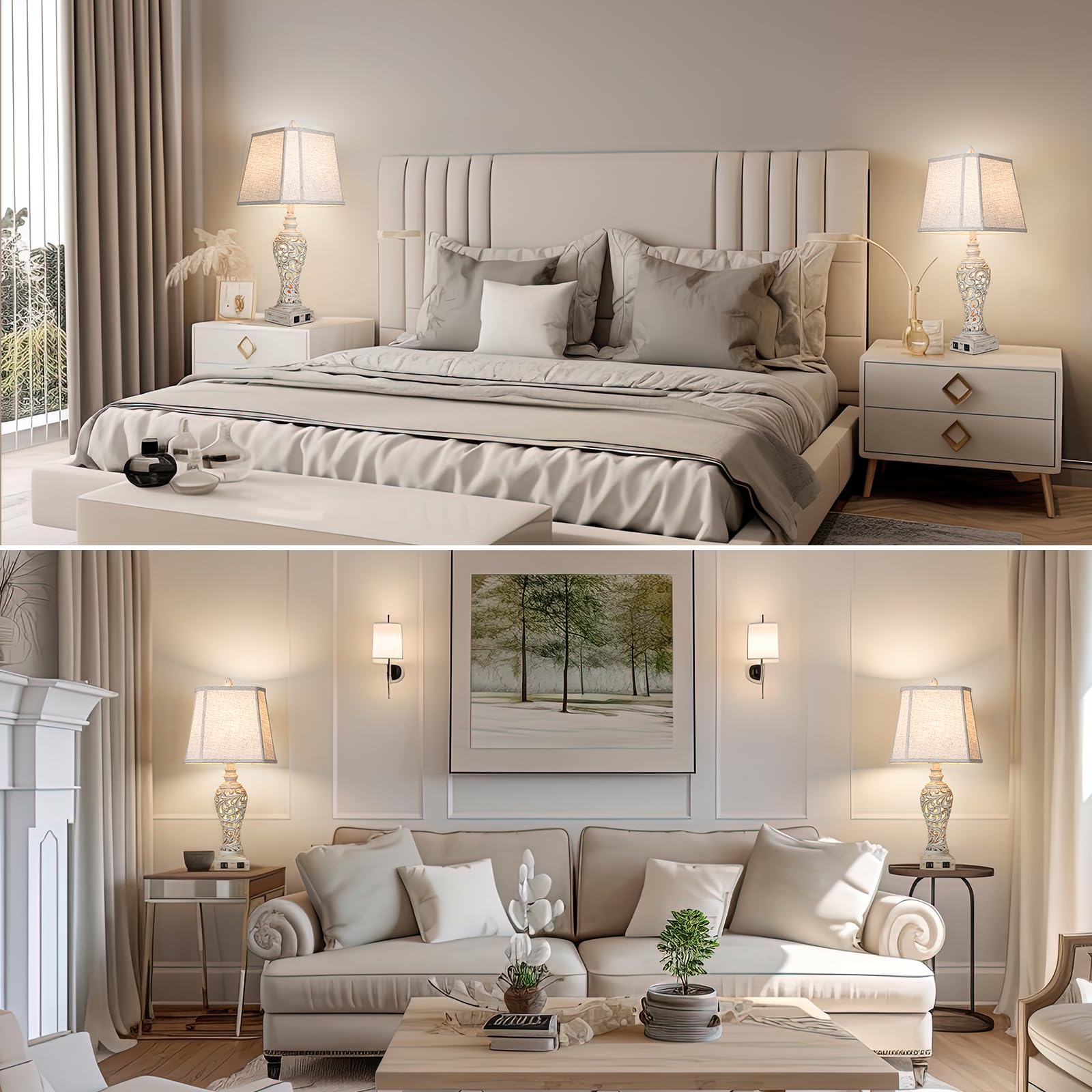 LuxSight linen shade close-up shows texture and warm glow.