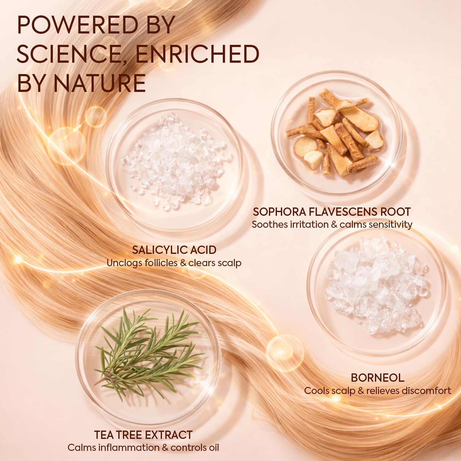Luxvez gentle botanical formula emphasizes sulfate-free, paraben-free cleansing for sensitive scalps