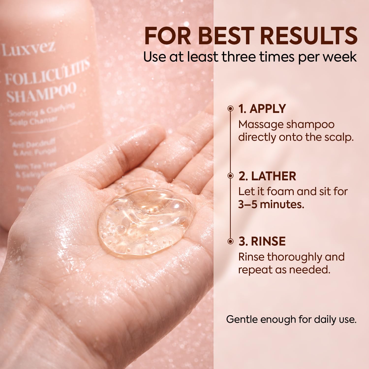 Luxvez hair feels soft and balanced after use with renewed shine