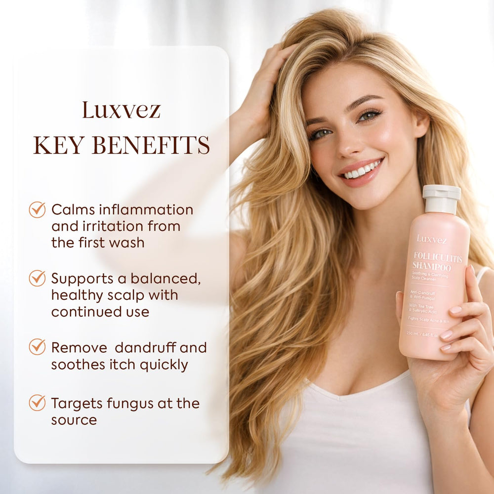 Luxvez scalp itch relief during wash shows soothing comfort