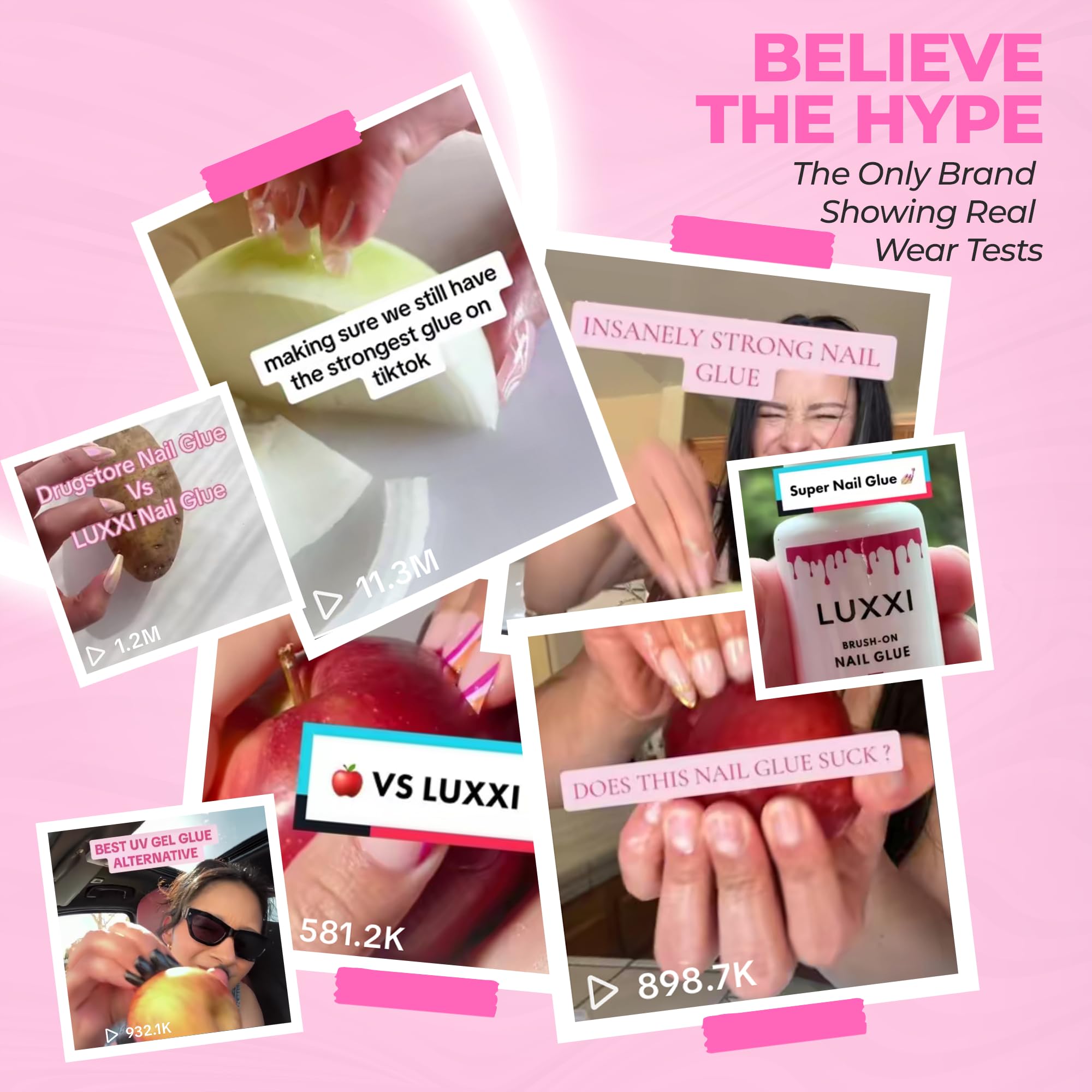 LUXXI long-wear nail glue closeup hints at durable hold during daily tasks.