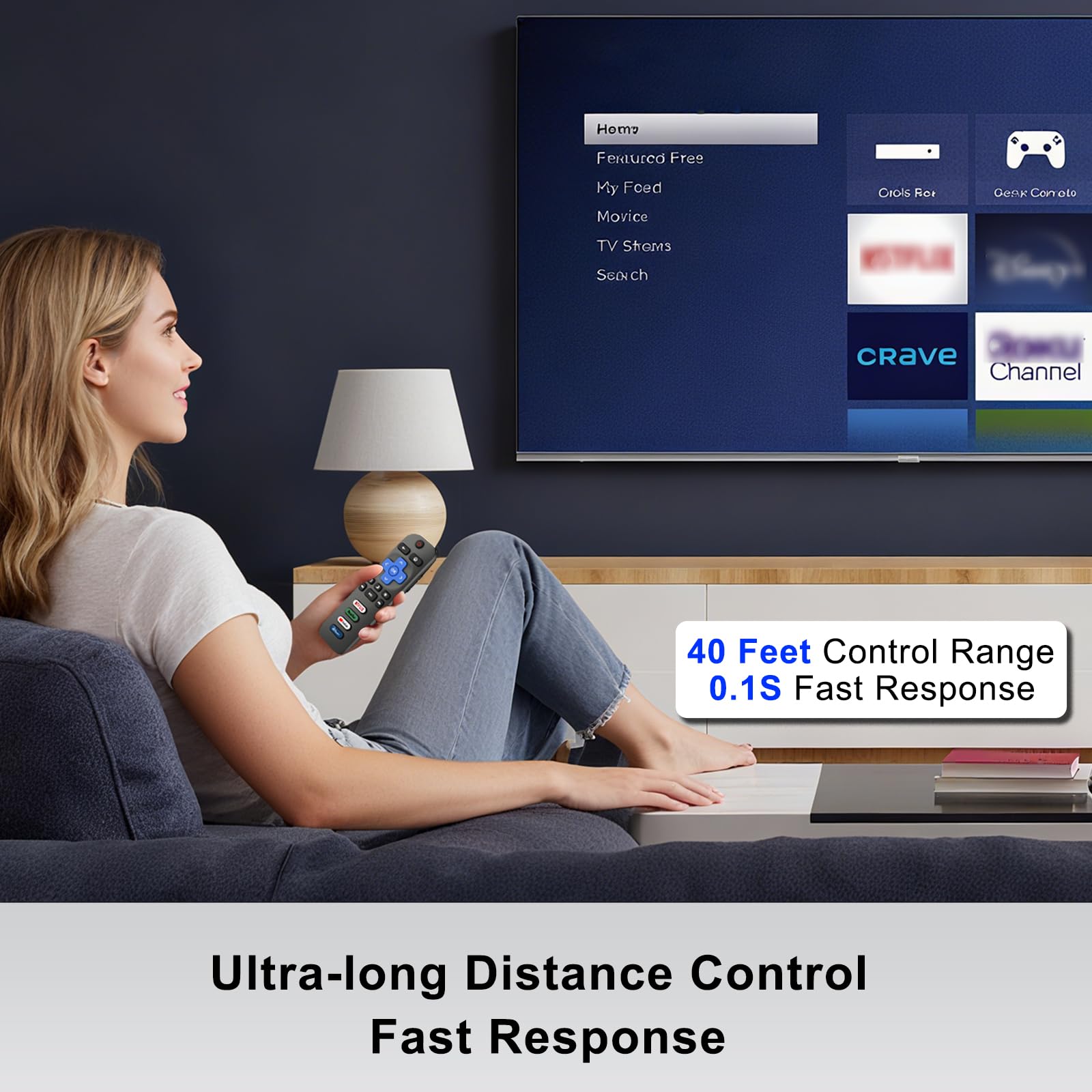Luyeper remote with batteries installed ready to operate Roku TVs