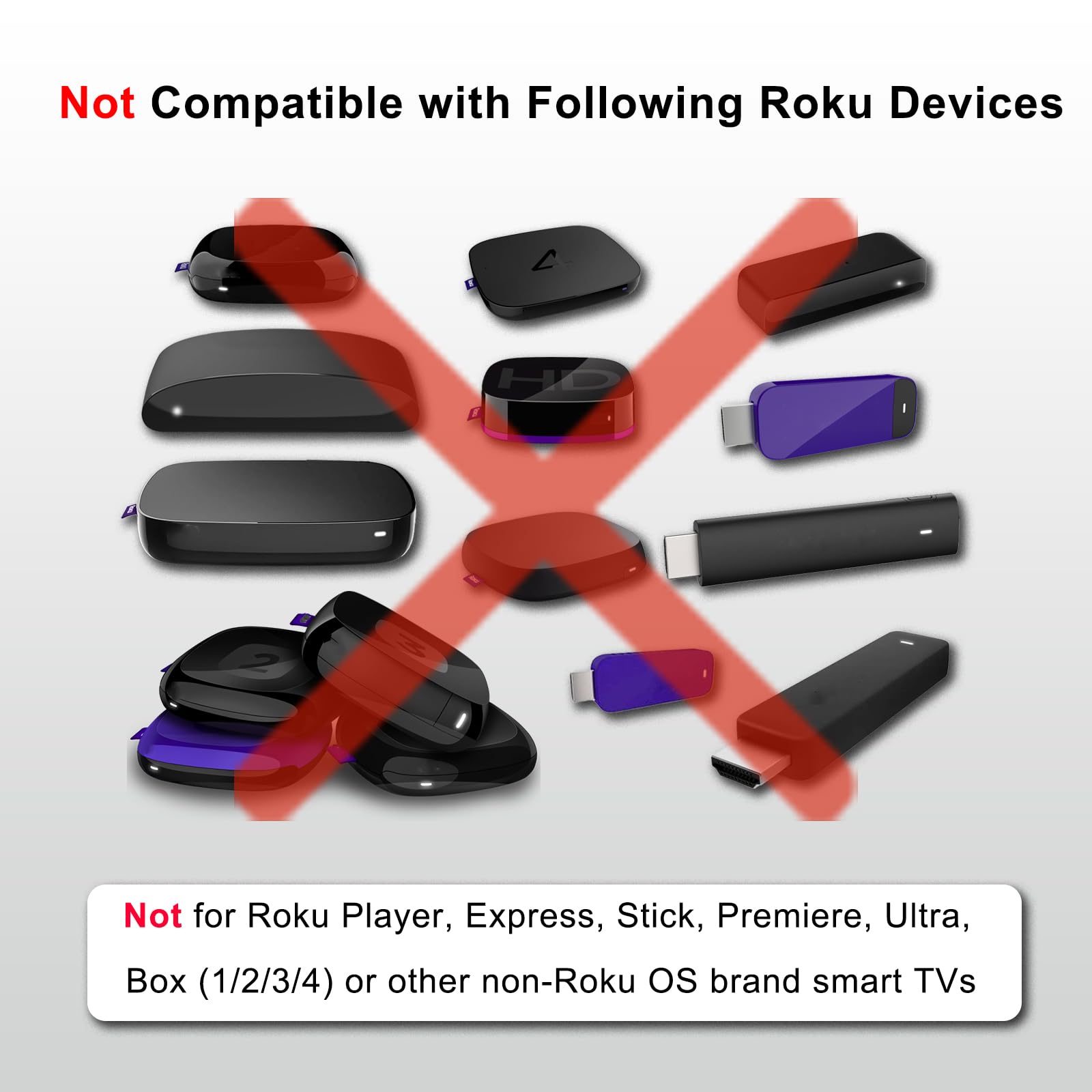 Luyeper Roku remote with four one-tap shortcut buttons visible