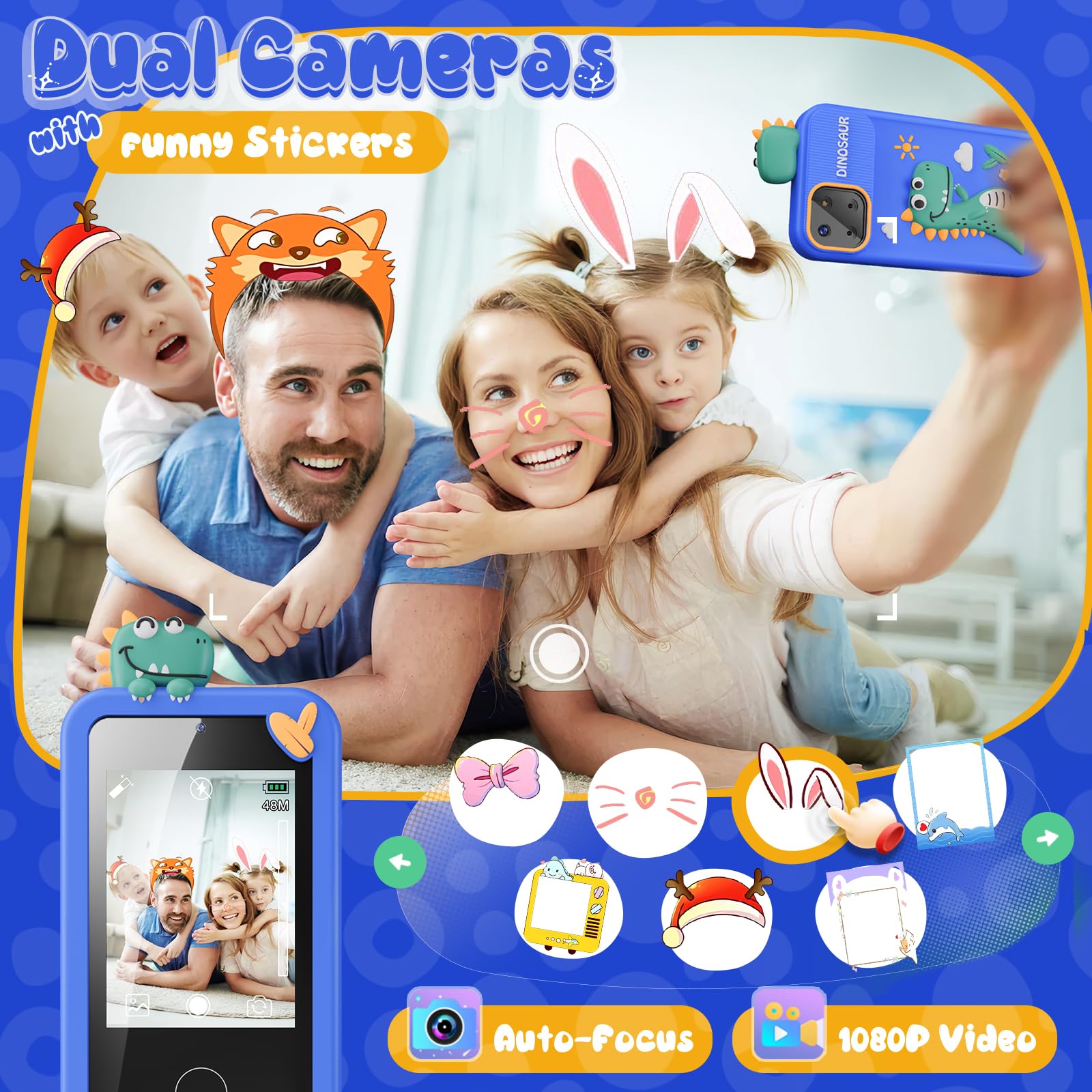 Luyiilo Kids Smart Phone Toy camera highlights dual cameras for capturing playful moments