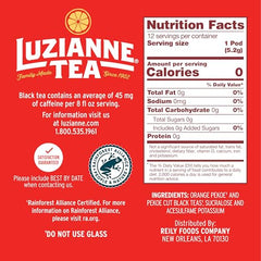 Luzianne sweet iced tea pods brewing into a crisp glass at home
