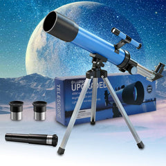 Luzsco telescope kids 50mm zoom invites young stargazers to observe lunar craters clearly.