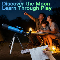 Luzsco tripod keeps the telescope steady during family stargazing.