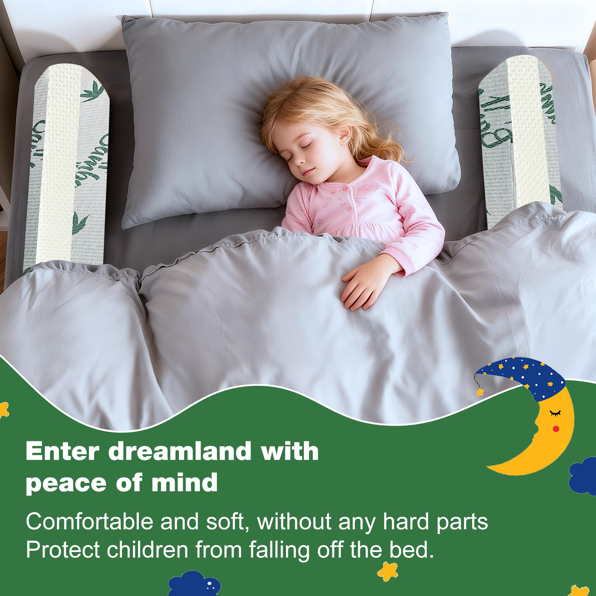 LVYSHOW bed bumper guards against tosses and turns with comfy foam support.