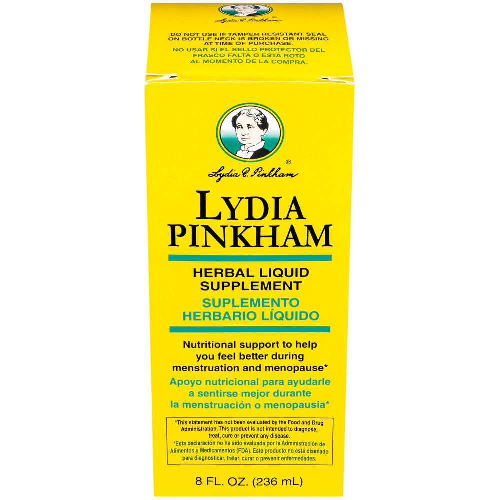 Lydia Pinkham dosage instruction card shows simple liquid intake