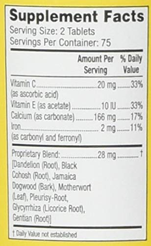 Lydia Pinkham label detail highlighting seven-herb blend and natural nutrients