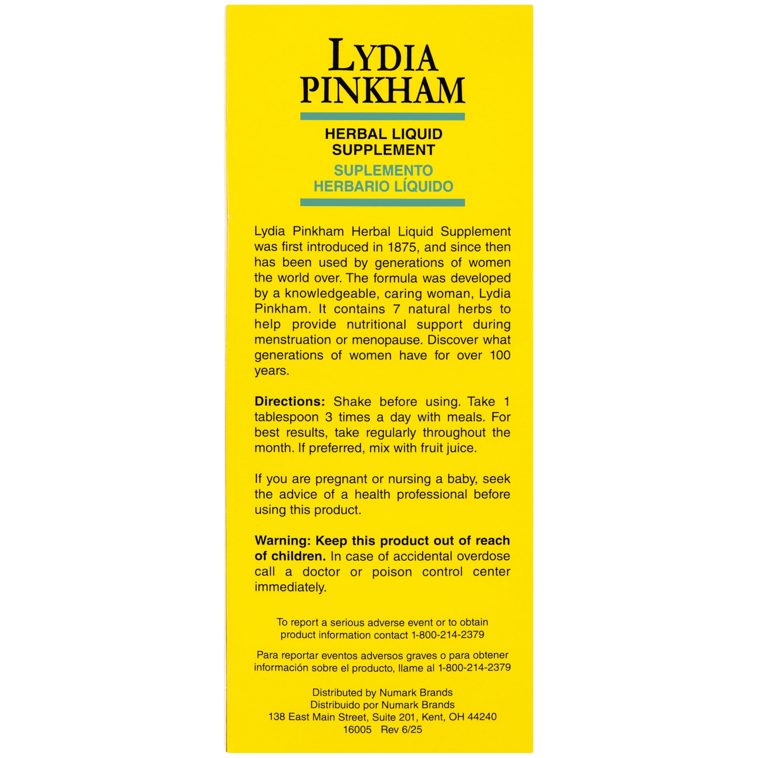 Lydia Pinkham packaging box presents the herbal blend and heritage