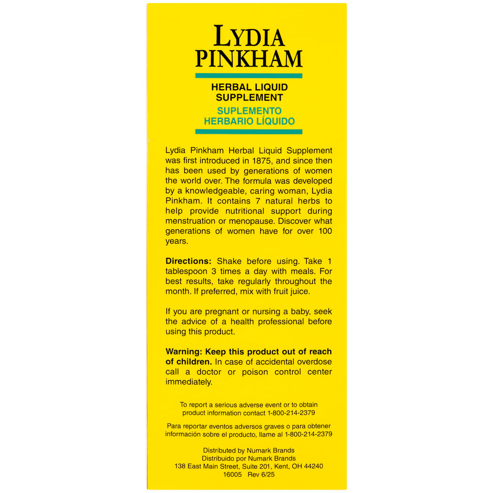 Lydia Pinkham packaging box presents the herbal blend and heritage