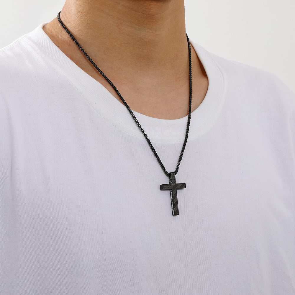 Model wearing Lydow cross necklace for versatile everyday style.