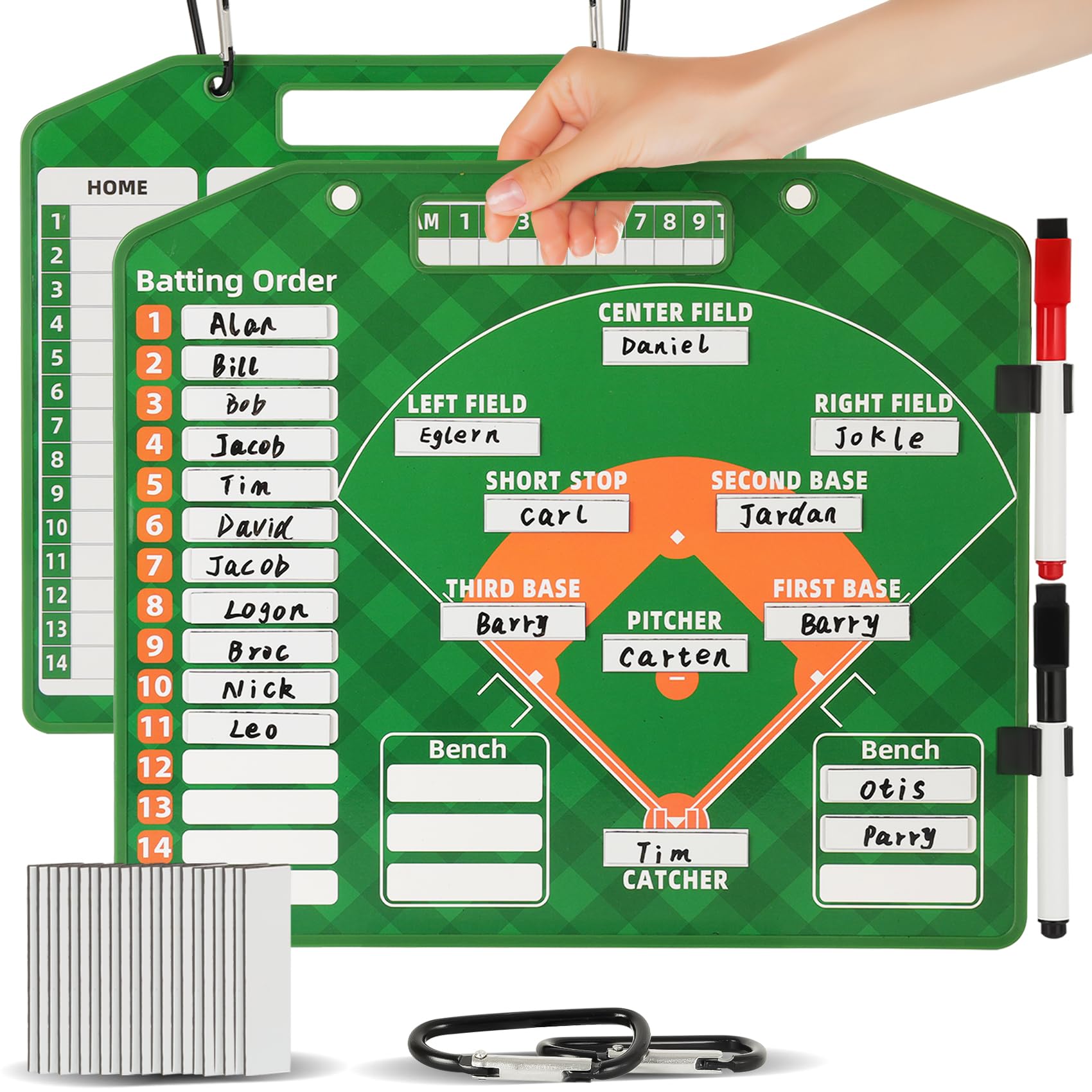 LYINGFISH magnetic baseball lineup board front view showing player positions in dugout