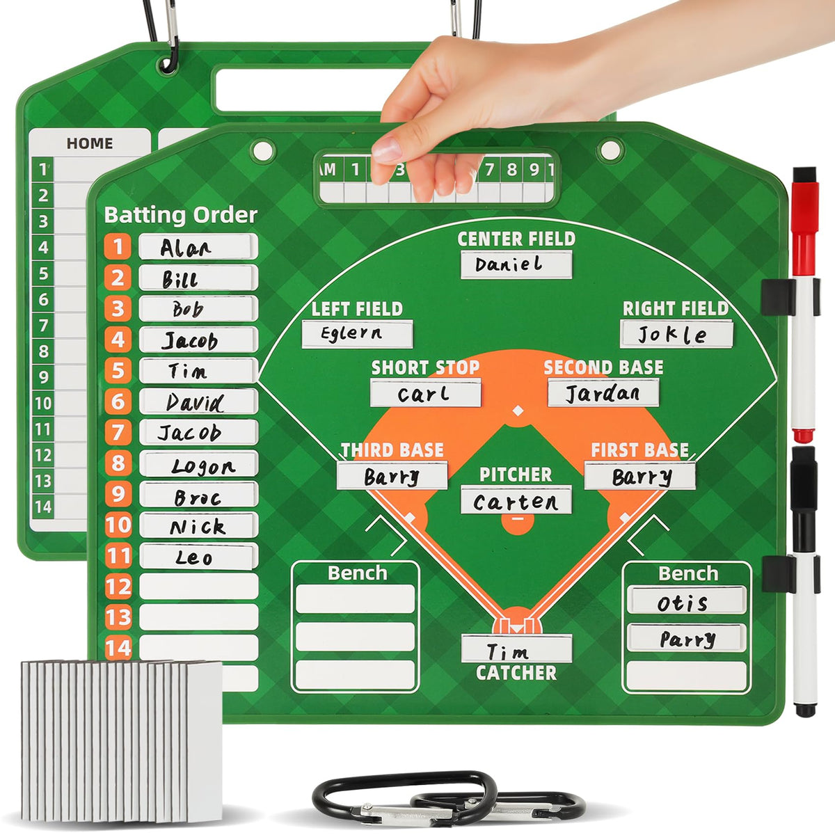 LYINGFISH magnetic baseball lineup board front view showing player positions in dugout