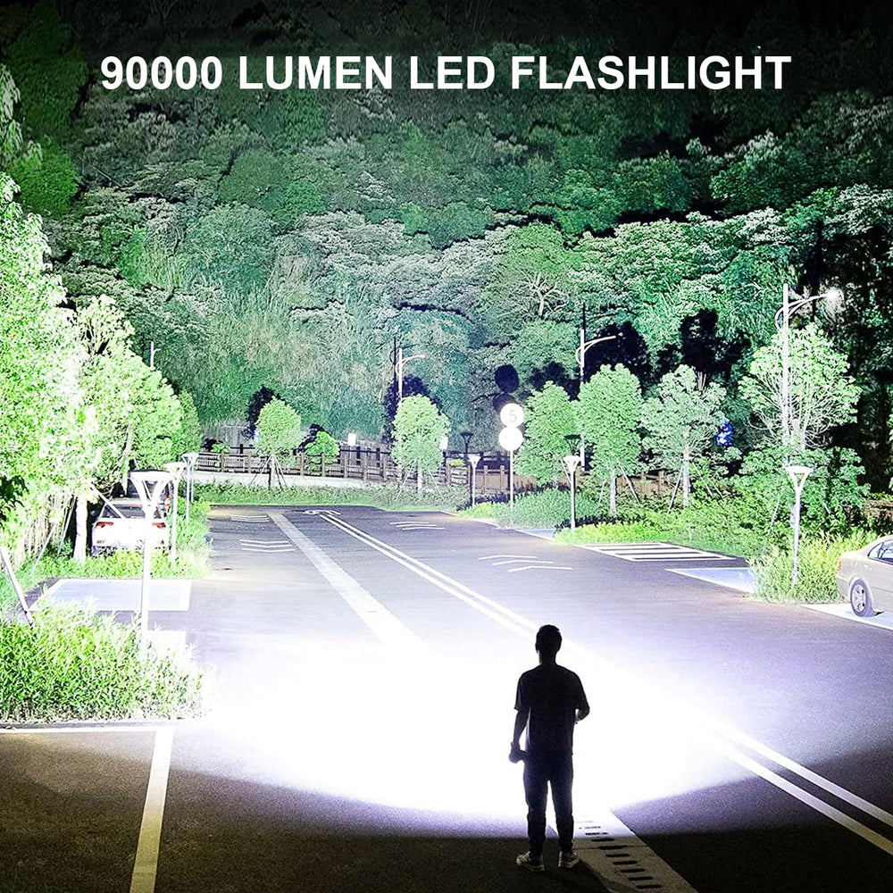 Lylting handheld flashlight with ergonomic grip for comfortable camping use.