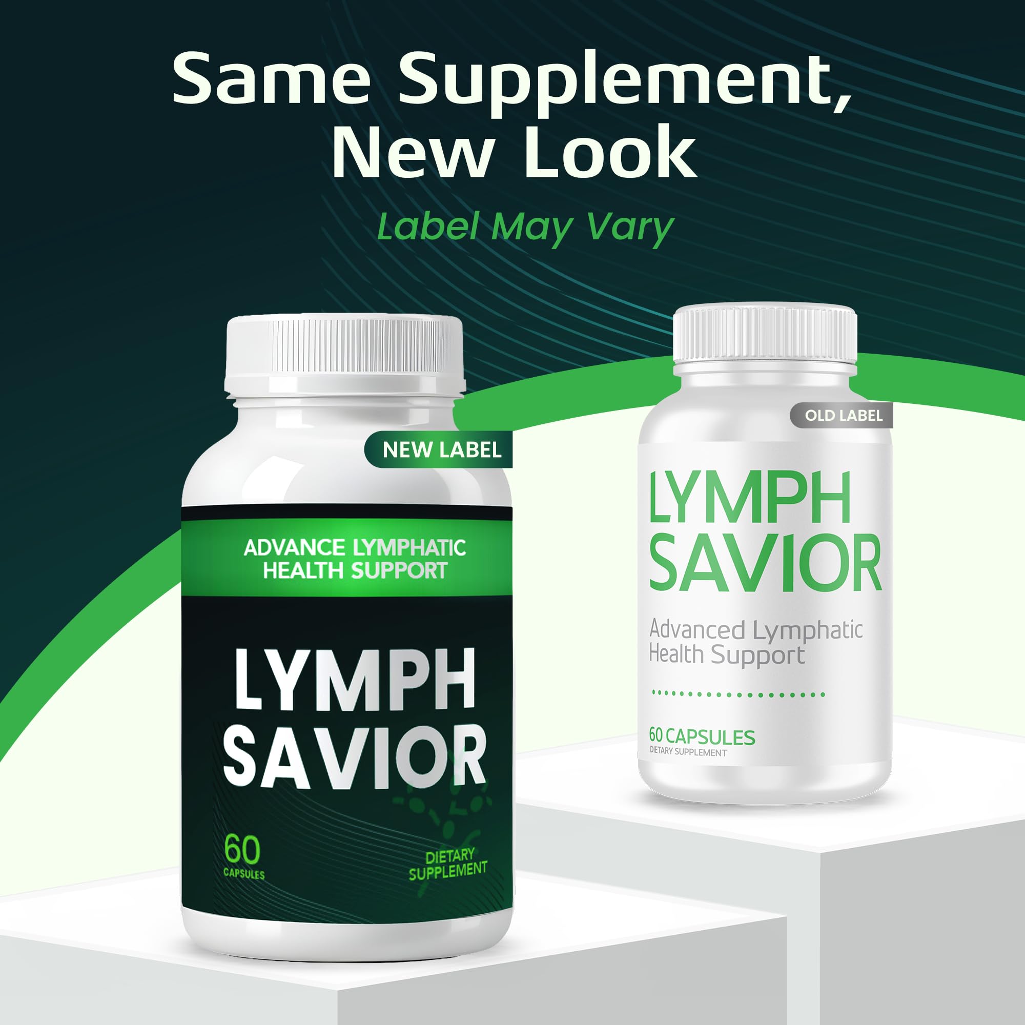 Lymph Savior bottle beside water promotes hydration-friendly lifestyle