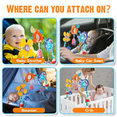 Lynncare universal-fit arch toy securely attaches to gear under 29 inches wide.
