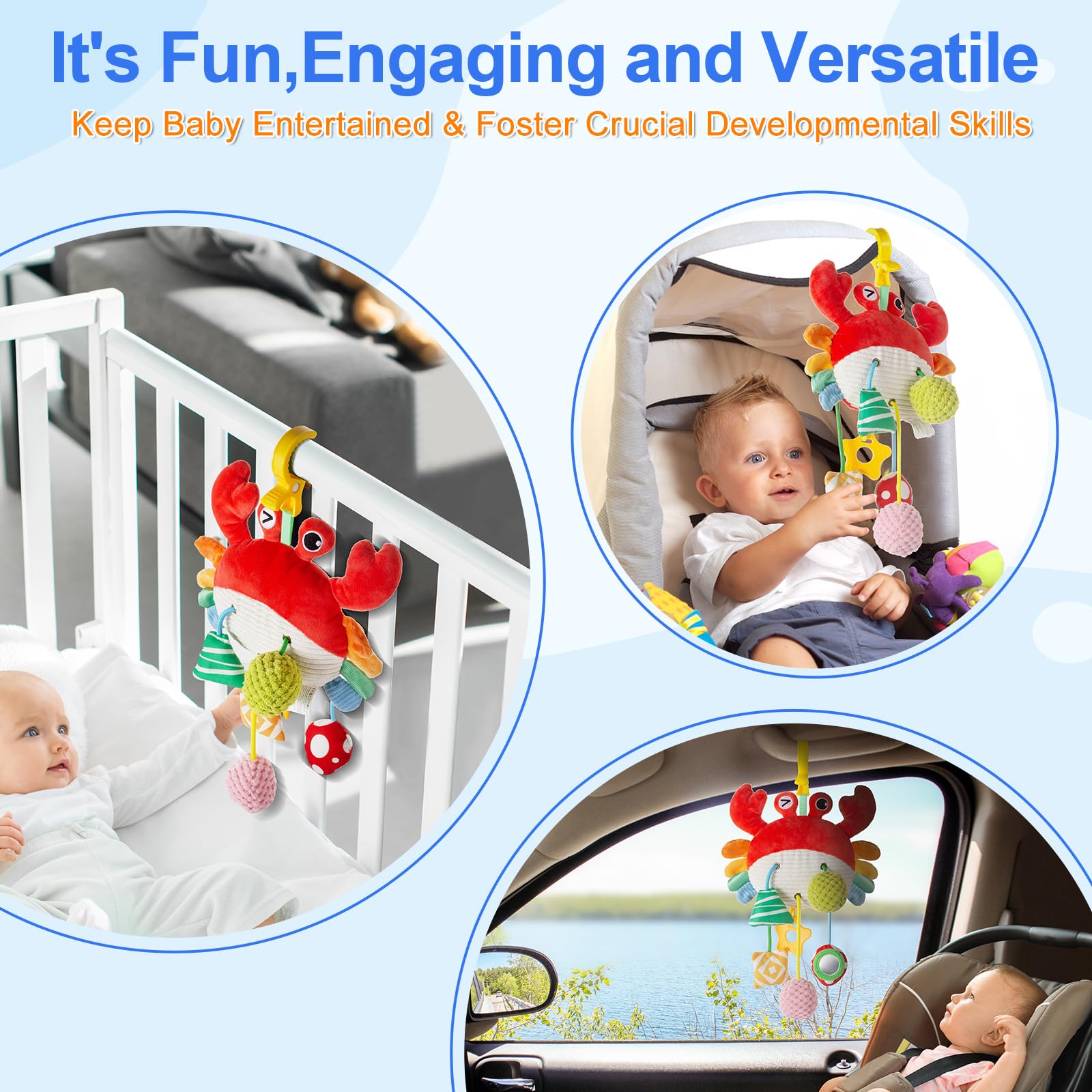 Lynncare stroller clip keeps the toy attached to crib, stroller, or car seat