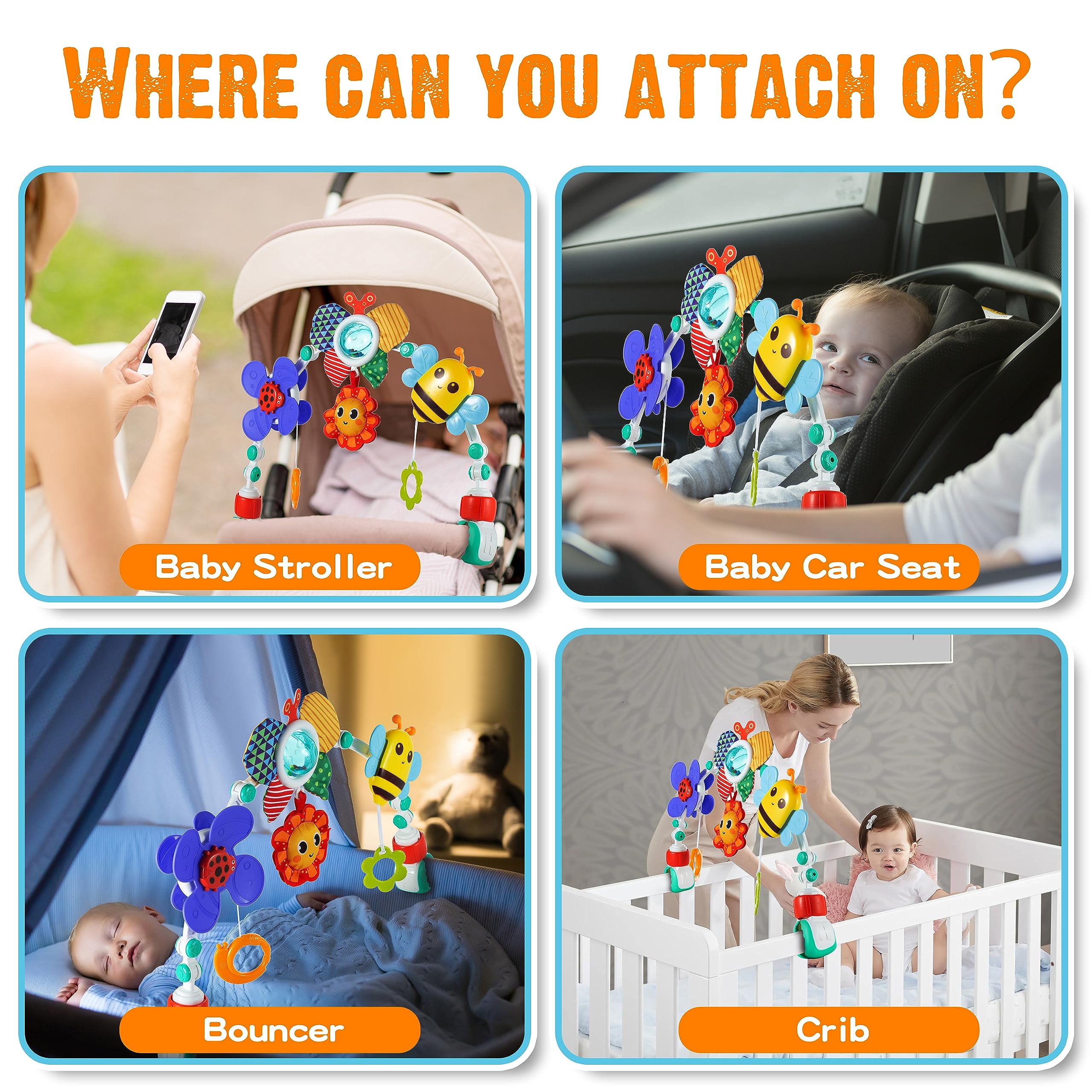 Lynncare universal arch fits strollers, cribs, and car seats securely