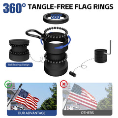 LYNSHION rotating rings with ball bearings prevent flag tangling
