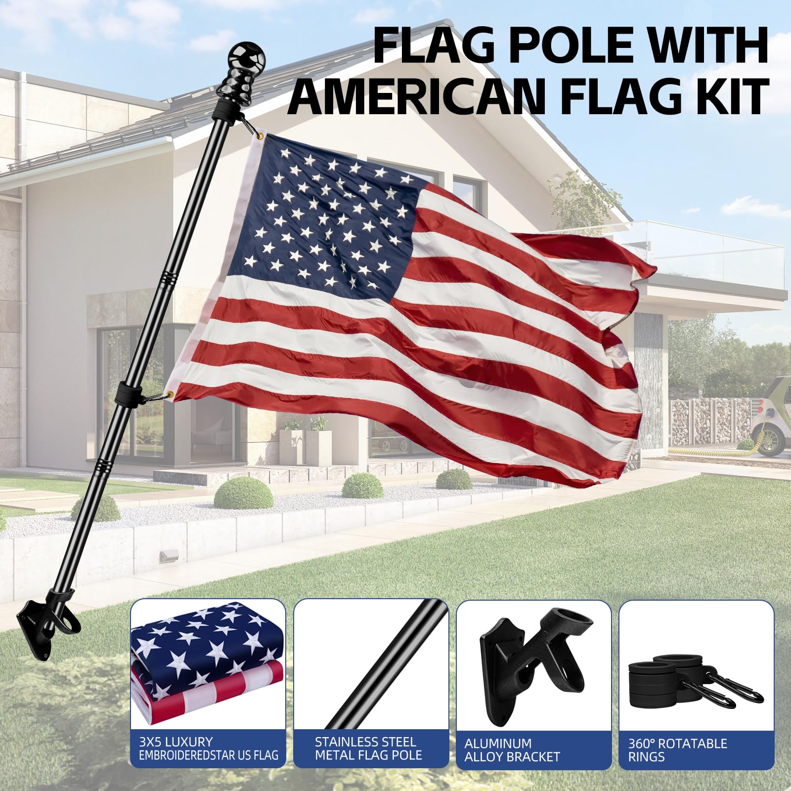 LYNSHION stainless steel flagpole built for wind and rain resistance