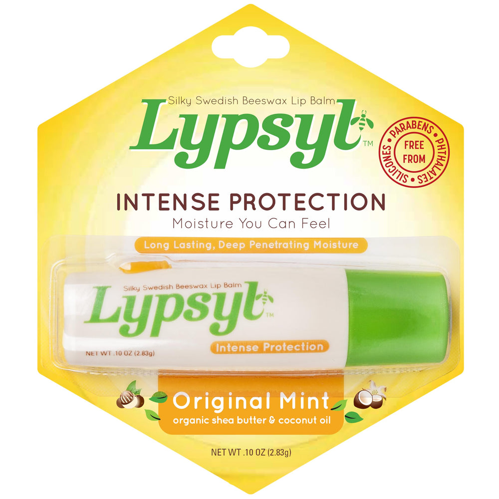 Lypsyl Intense Protection Original Mint lip balm tube with cooling moisture for daily use.