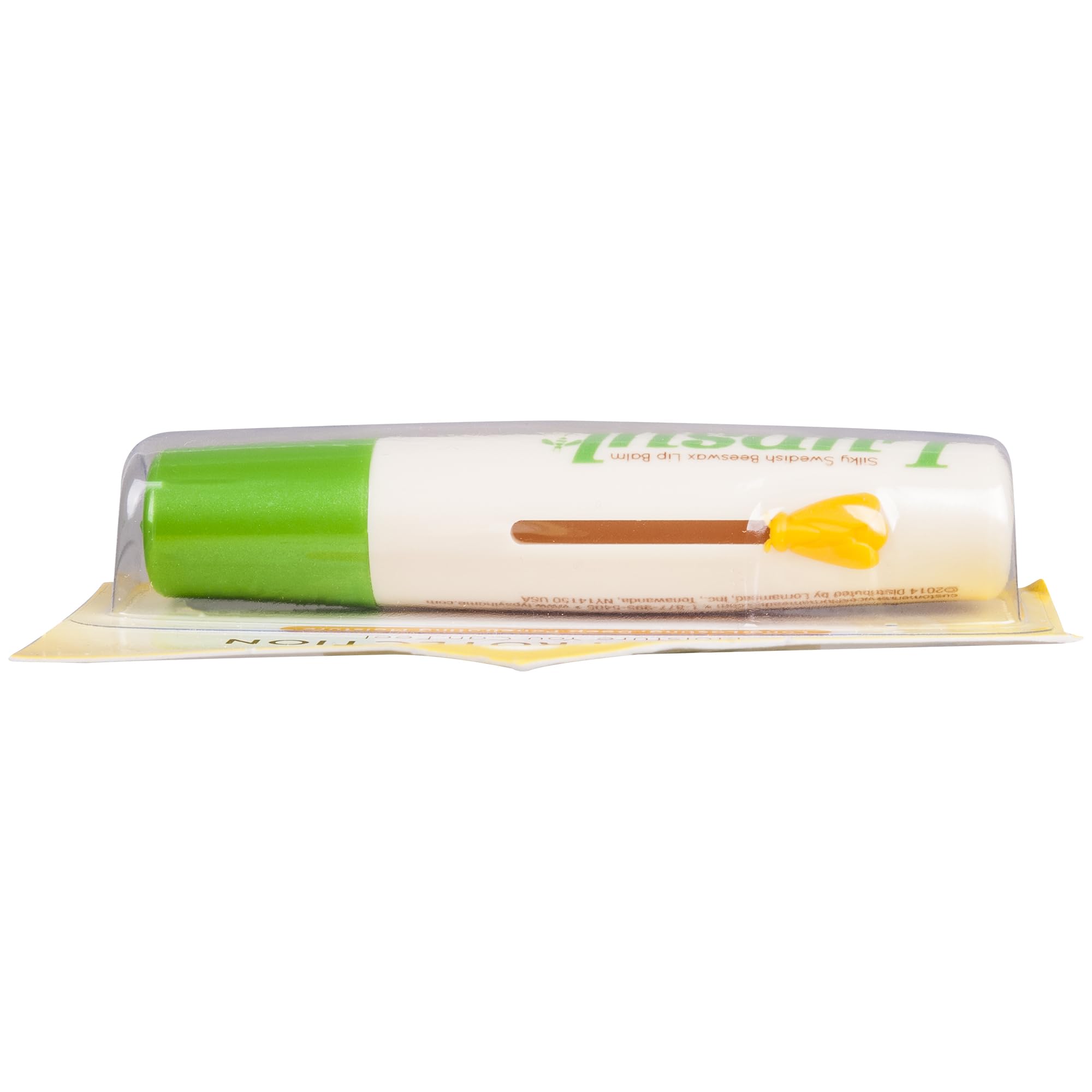 Lypsyl Original Mint lip balm application shows smooth glide and mint scent.